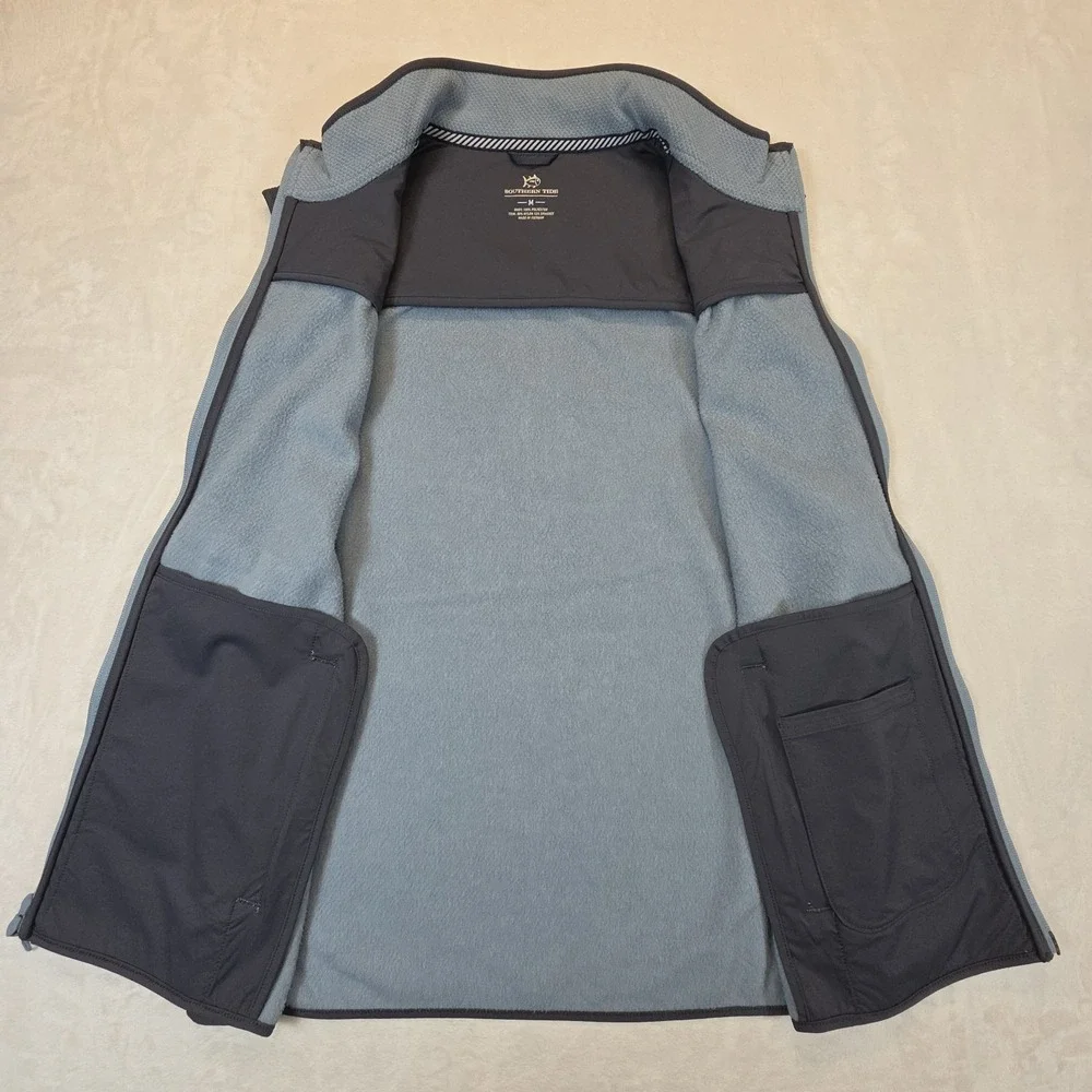 Southern Tide Mens Medium Hucksley Vest Blue Quilted Fleece Full Zip Golf Hiking